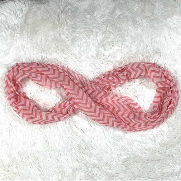 Pink & White Chevron Print  Infinity Scarf - Picture 4 of 5